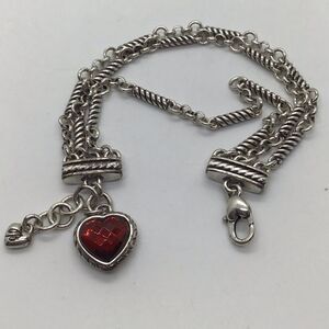 Brighton Newport Red Heart Triple Strand Bracelet